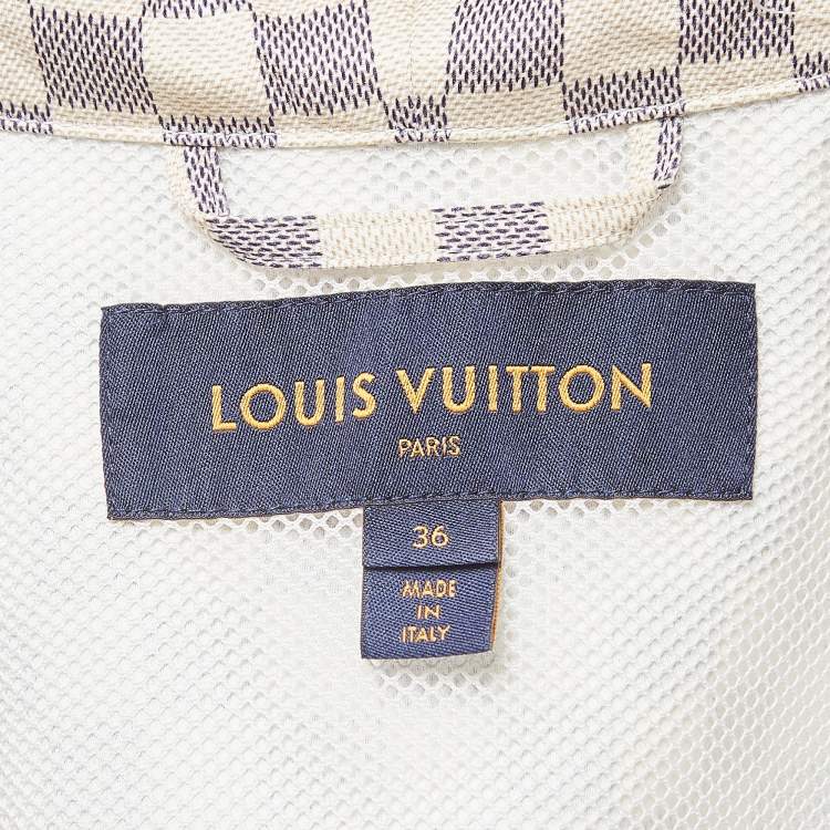 Pre Owned Louis Vuitton Cream Damier Azur Nylon Hooded Parka Jacket S