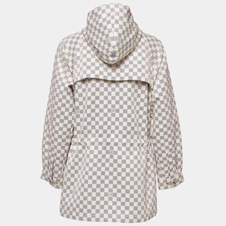 Pre Owned Louis Vuitton Cream Damier Azur Nylon Hooded Parka Jacket S