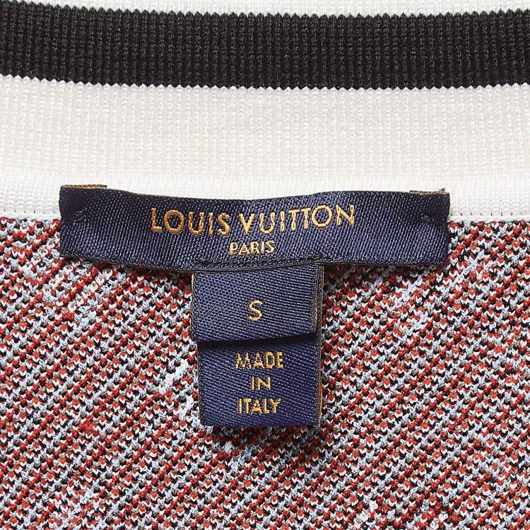 Pre Owned Louis Vuitton Black/Multicolor Logo Intarsia Knit Polo T-Shirt S