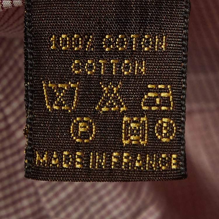 Pre Owned Louis Vuitton Pink Checked Poplin Pleated Shirt L