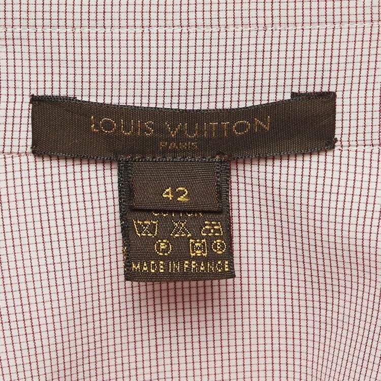 Pre Owned Louis Vuitton Pink Checked Poplin Pleated Shirt L