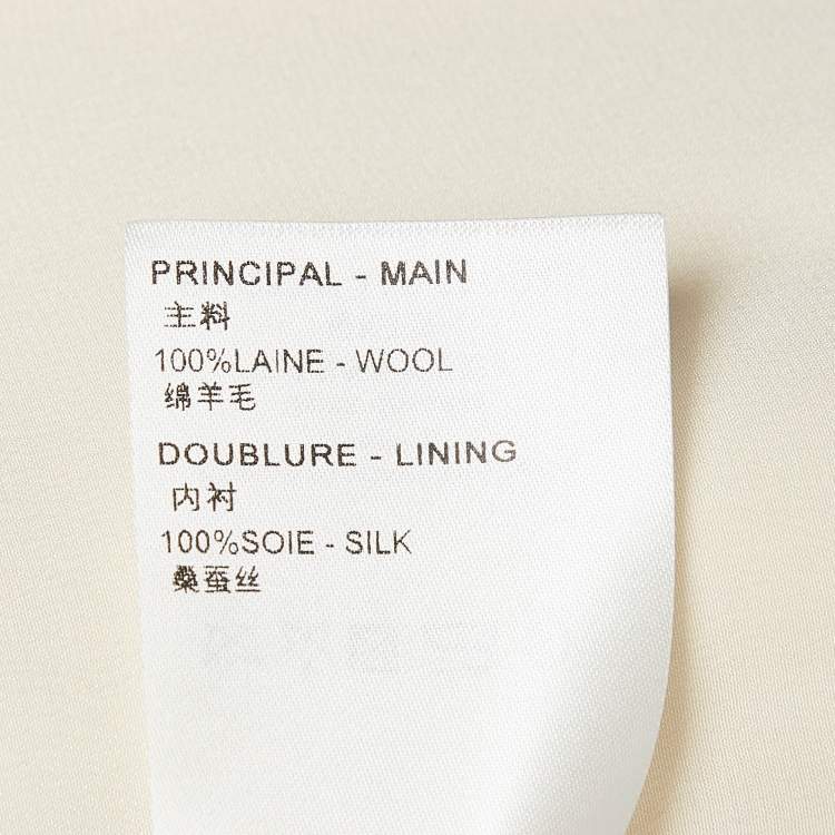 Pre Owned Louis Vuitton Natural White Wool Scallop Detail Midi Dress M