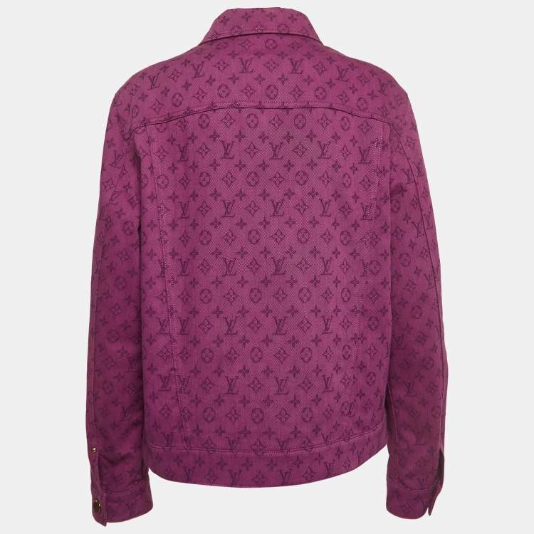 Pre Owned Louis Vuitton Purple Monogram Denim Jacket XL
