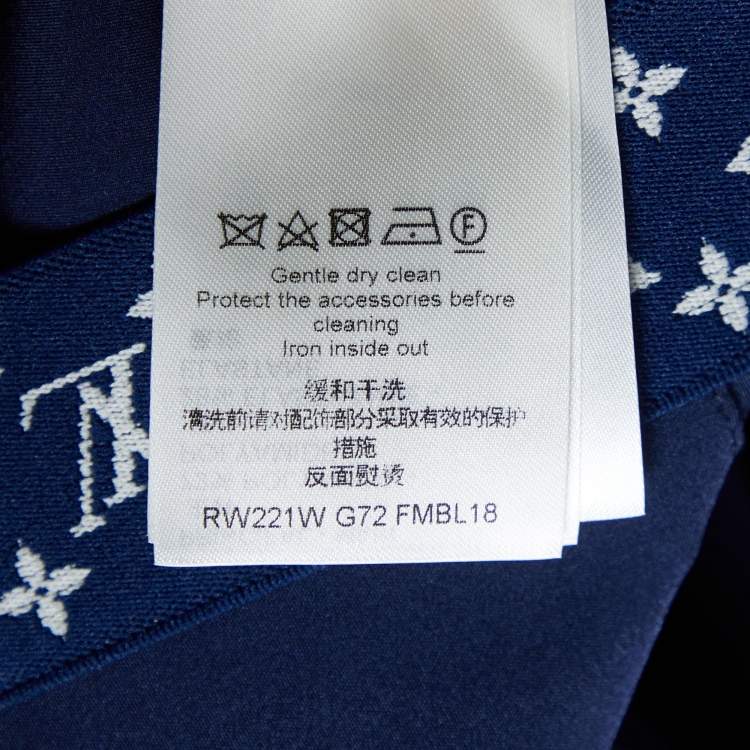 Pre Owned Louis Vuitton Navy Blue Jersey Flight Mode Sporty Crop Top M
