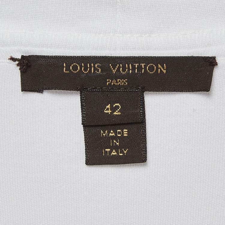Pre Owned Louis Vuitton White Crepe Sleeve Trim Jersey T-Shirt L