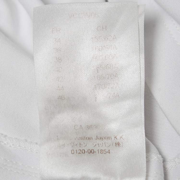 Pre Owned Louis Vuitton White Crepe Sleeve Trim Jersey T-Shirt L