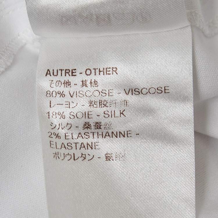 Pre Owned Louis Vuitton White Crepe Sleeve Trim Jersey T-Shirt L