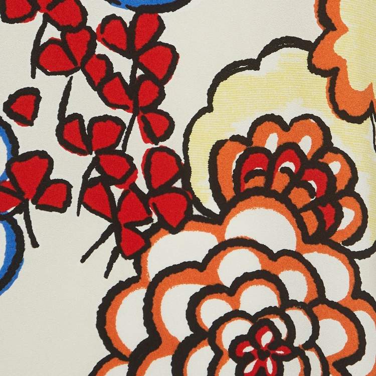 مملوكة مسبقًا Louis Vuitton White Printed Crepe Top L