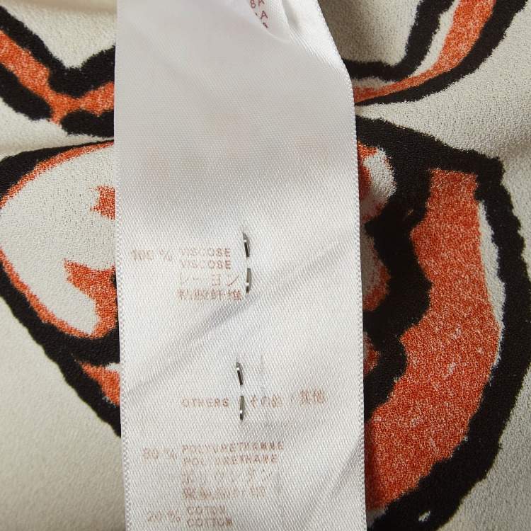 مملوكة مسبقًا Louis Vuitton White Printed Crepe Top L