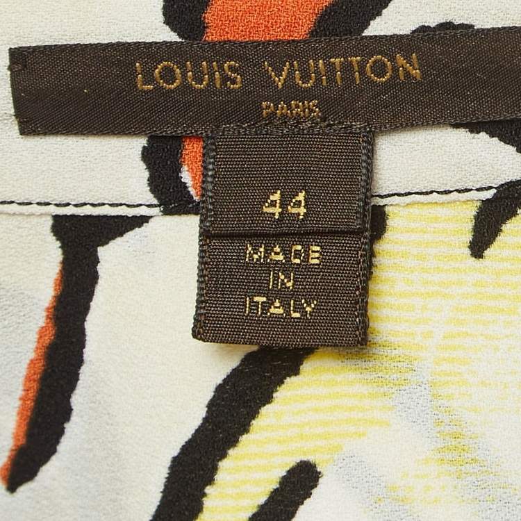 مملوكة مسبقًا Louis Vuitton White Printed Crepe Top L