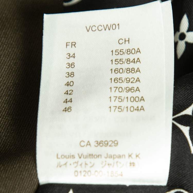 Pre Owned Louis Vuitton Green Leather Trim Double Breasted Jacket S