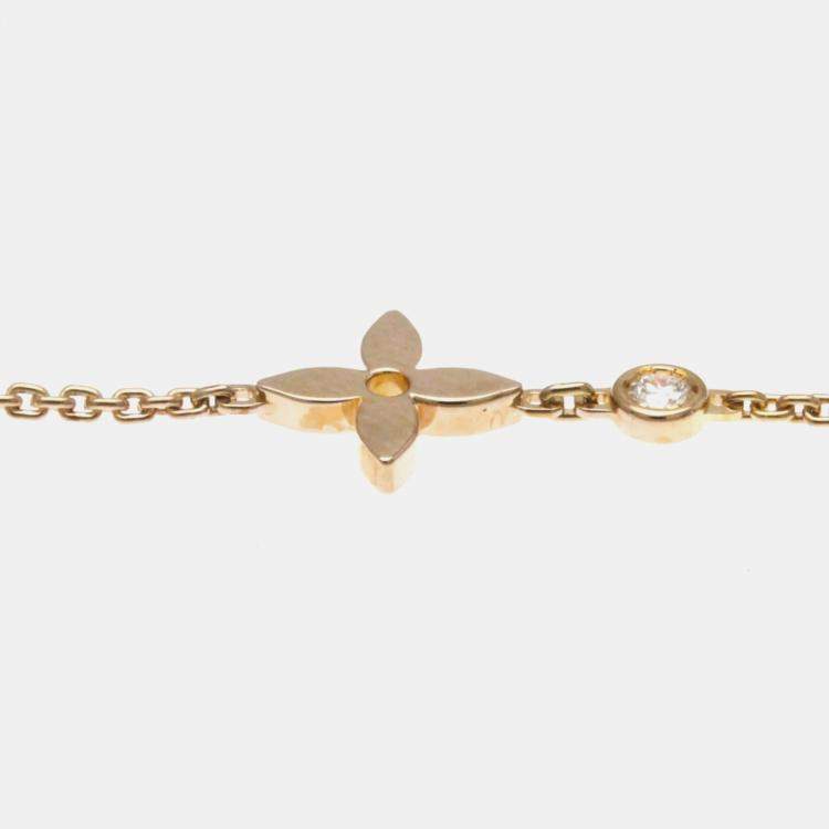 Pre Owned Louis Vuitton 18K Pink Gold Diamond Pendentif Monogram Idylle Pendant Necklace