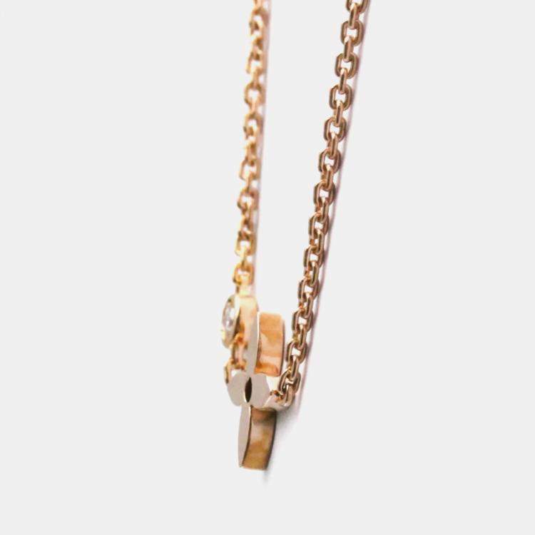 Pre Owned Louis Vuitton 18K Pink Gold Diamond Pendentif Monogram Idylle Pendant Necklace