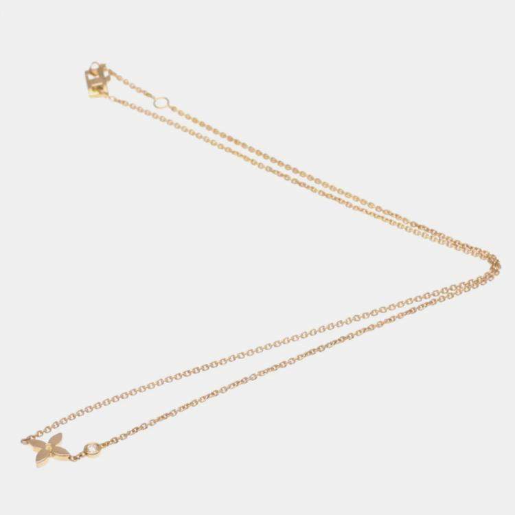 Pre Owned Louis Vuitton 18K Pink Gold Diamond Pendentif Monogram Idylle Pendant Necklace