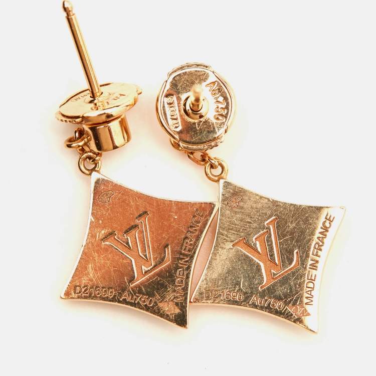Pre Owned Louis Vuitton Color Blossom BB Pink Mother of Pearl Diamond 18k Rose Gold Earrings