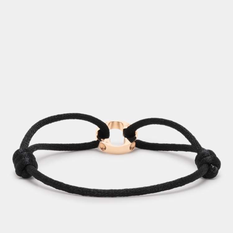 Pre Owned Louis Vuitton Empreinte Black Cord 18K Rose Gold Lace Bracelet
