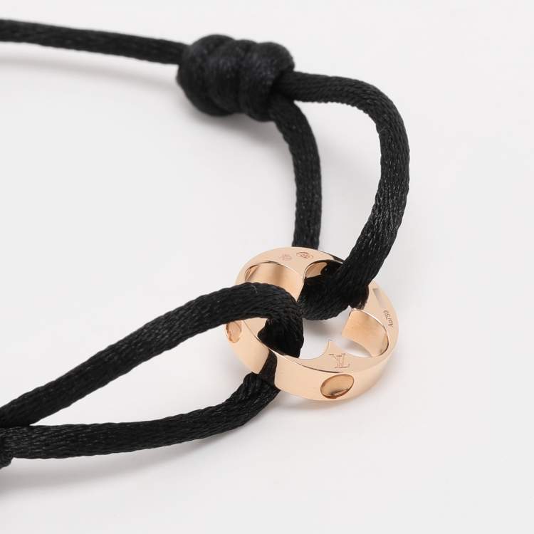 Pre Owned Louis Vuitton Empreinte Black Cord 18K Rose Gold Lace Bracelet