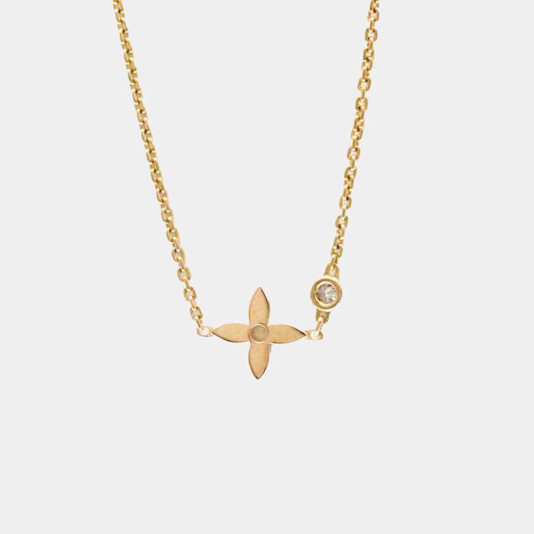 Pre Owned Louis Vuitton 18K Pink Gold Pendant Monogram Idylle Diamond Necklace 