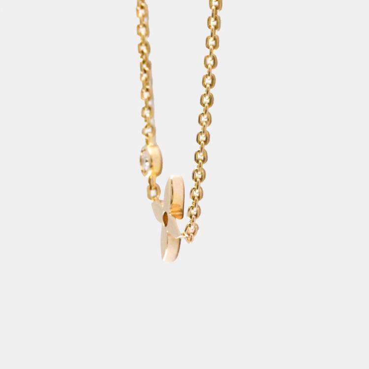 Pre Owned Louis Vuitton 18K Pink Gold Pendant Monogram Idylle Diamond Necklace 