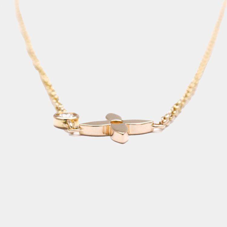 Pre Owned Louis Vuitton 18K Pink Gold Pendant Monogram Idylle Diamond Necklace 