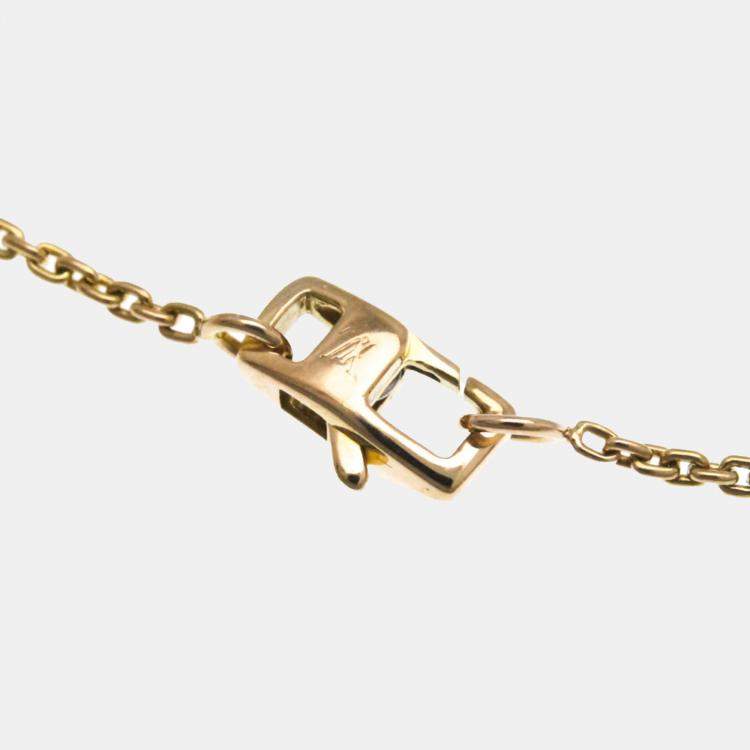 Pre Owned Louis Vuitton 18K Pink Gold Pendant Monogram Idylle Diamond Necklace 