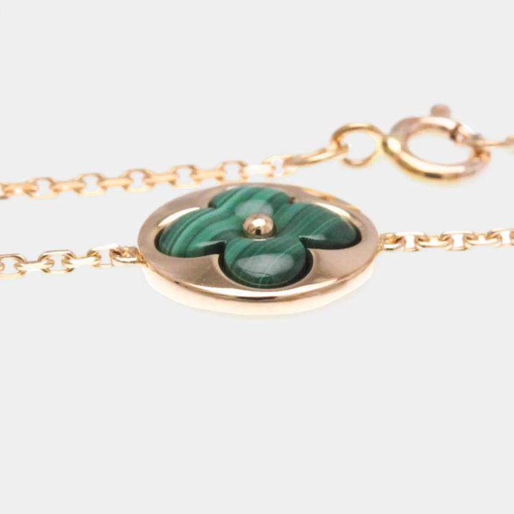 Pre Owned Louis Vuitton Sun Blossom BB 18K Pink Gold Malachite Charm Bracelet