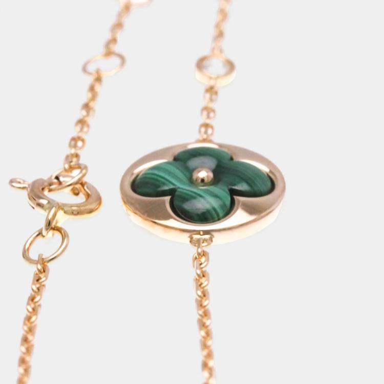 Pre Owned Louis Vuitton Sun Blossom BB 18K Pink Gold Malachite Charm Bracelet