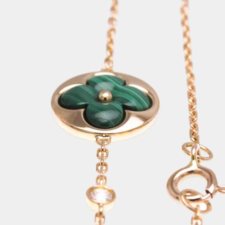 Pre Owned Louis Vuitton Sun Blossom BB 18K Pink Gold Malachite Charm Bracelet