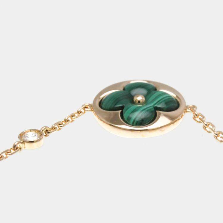 Pre Owned Louis Vuitton Sun Blossom BB 18K Pink Gold Malachite Charm Bracelet