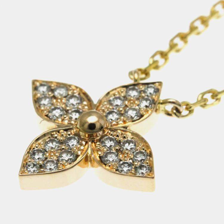 Pre Owned Louis Vuitton Star Blossom 18K Pink Gold Diamond Pendant Necklace