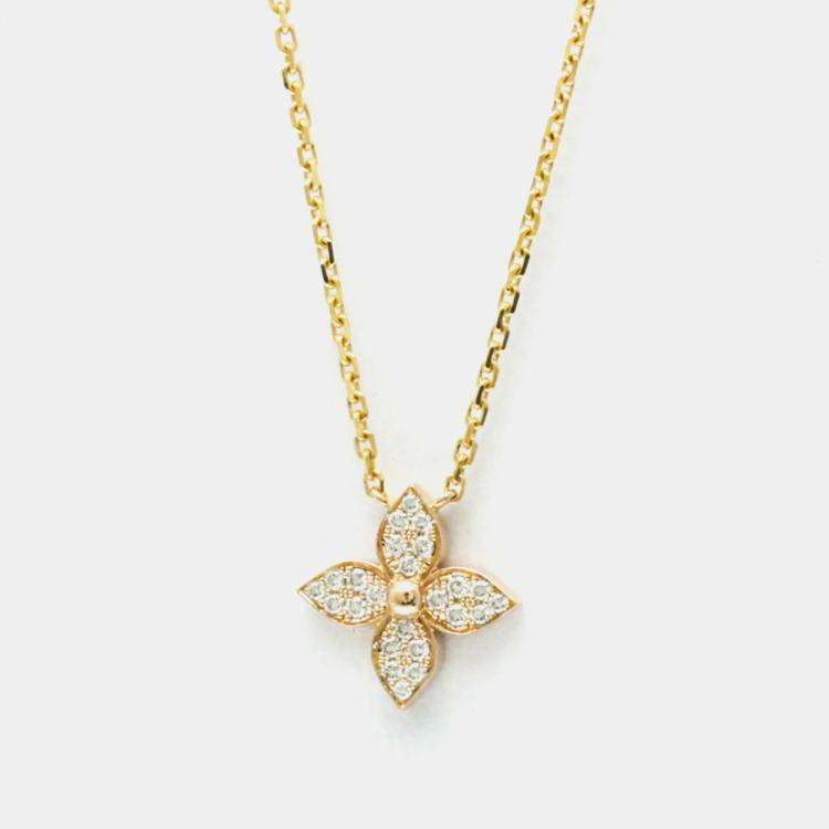 Pre Owned Louis Vuitton Star Blossom 18K Pink Gold Diamond Pendant Necklace