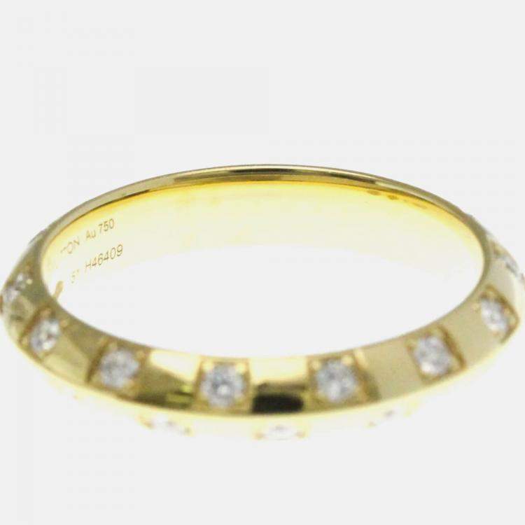 Pre Owned Louis Vuitton Le Damier Yellow Gold 18K Diamond Band Ring