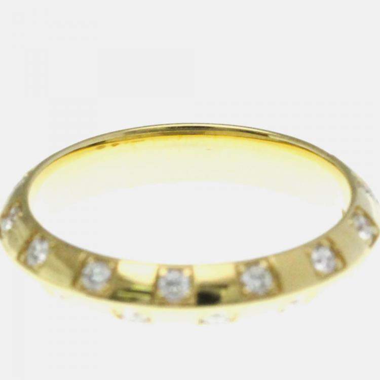 Pre Owned Louis Vuitton Le Damier Yellow Gold 18K Diamond Band Ring