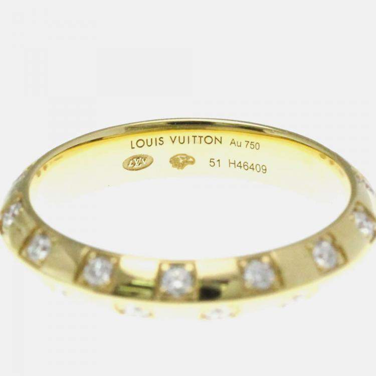 Pre Owned Louis Vuitton Le Damier Yellow Gold 18K Diamond Band Ring