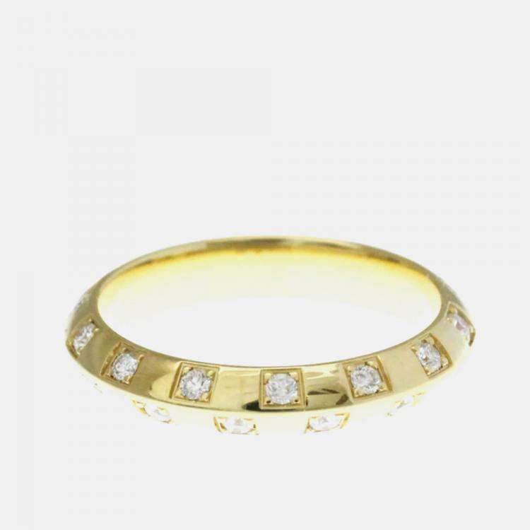 Pre Owned Louis Vuitton Le Damier Yellow Gold 18K Diamond Band Ring