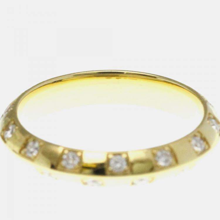 Pre Owned Louis Vuitton Le Damier Yellow Gold 18K Diamond Band Ring