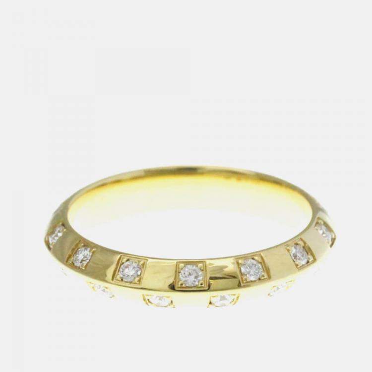 Pre Owned Louis Vuitton Le Damier Yellow Gold 18K Diamond Band Ring