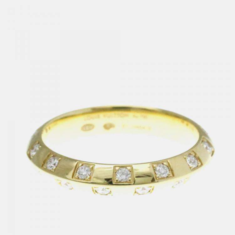 Pre Owned Louis Vuitton Le Damier Yellow Gold 18K Diamond Band Ring