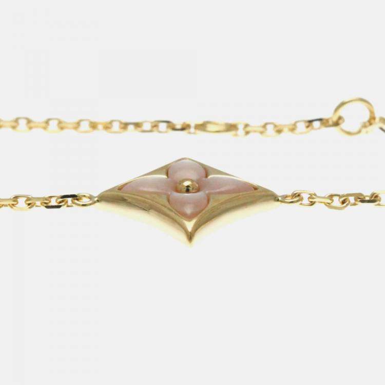 Pre Owned Louis Vuitton Star Blossom Pink Gold 18K Diamond Mother Of Pearl Charm Bracelet