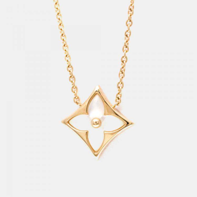 Pre Owned Louis Vuitton Color Blossom Star Pendant Pink Gold And White Mother-of-pearl Pink Gold 18K Shell Pendant Necklace Gold