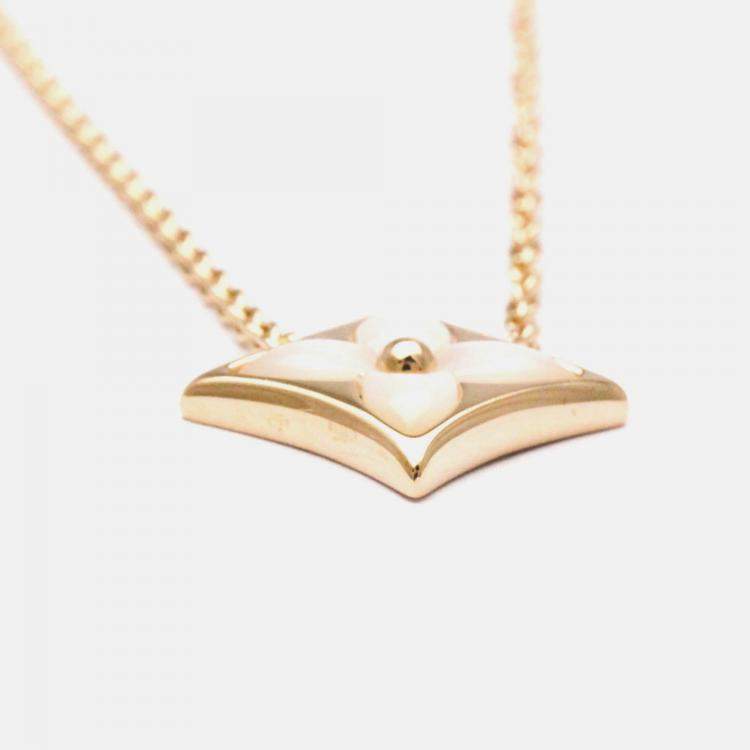 Pre Owned Louis Vuitton Color Blossom Star Pendant Pink Gold And White Mother-of-pearl Pink Gold 18K Shell Pendant Necklace Gold