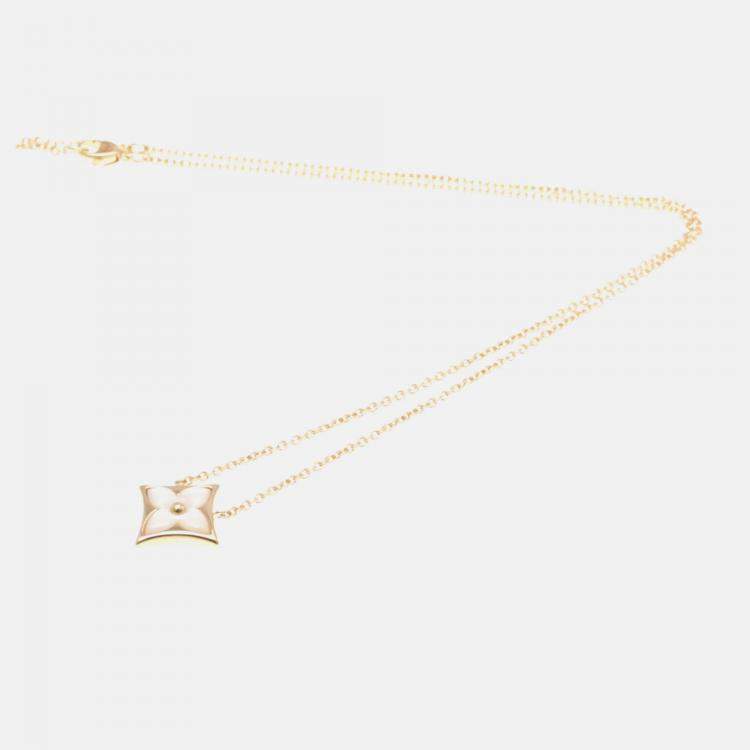 Pre Owned Louis Vuitton Color Blossom Star Pendant Pink Gold And White Mother-of-pearl Pink Gold 18K Shell Pendant Necklace Gold