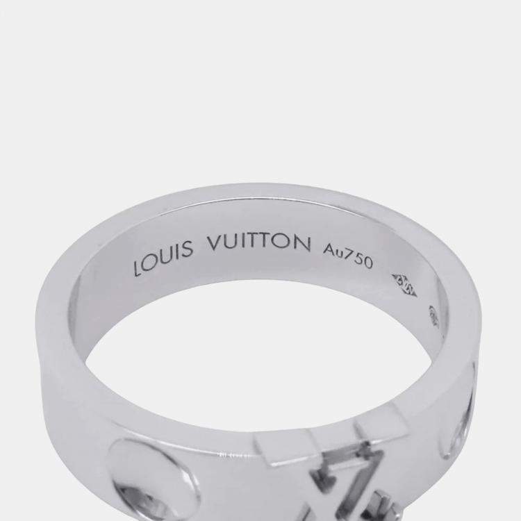 Pre Owned Louis Vuitton Empreinte  18K White Gold Ring Size EU 52