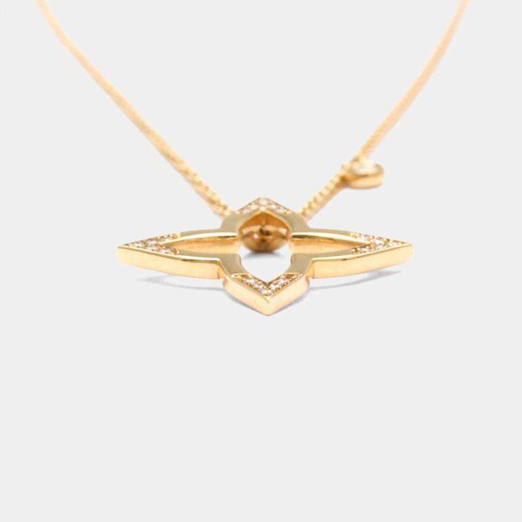 Pre Owned Louis Vuitton Ombre Blossom Diamonds 18K  Pink Gold Diamond Pendant Necklace 