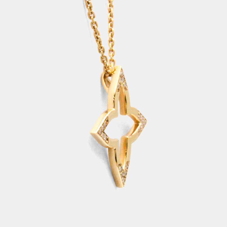 Pre Owned Louis Vuitton Ombre Blossom Diamonds 18K  Pink Gold Diamond Pendant Necklace 
