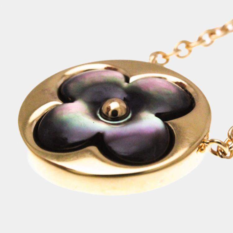 Pre Owned Louis Vuitton Sun Nacle Pink Gold 18K Mother Of Pearl Pendant Necklace 