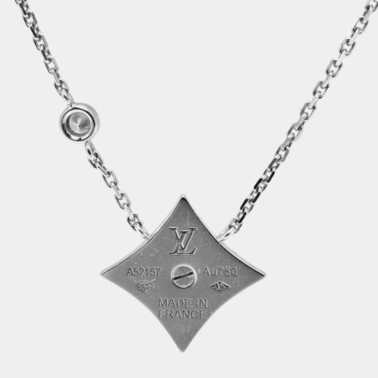 Pre Owned Louis Vuitton Blossom BB Grey Mother of Pearl 18k White Gold Necklace