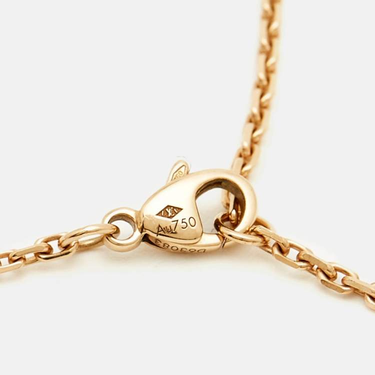 Pre Owned Louis Vuitton Color Blossom BB Malachite Diamond 18k Rose Gold XL Medallion Necklace