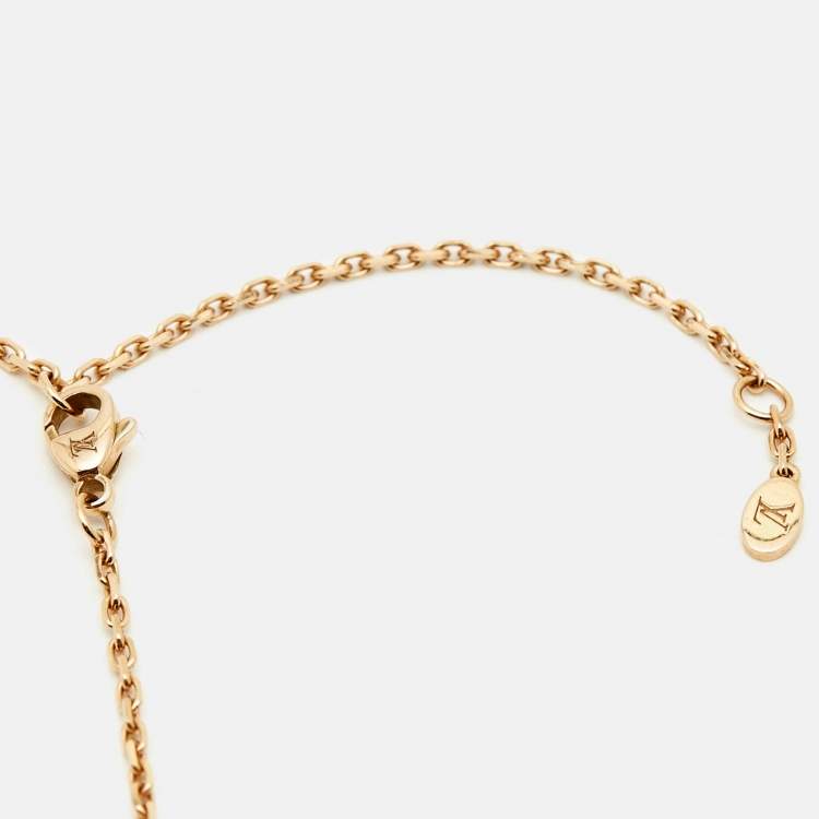 Pre Owned Louis Vuitton Color Blossom BB Malachite Diamond 18k Rose Gold XL Medallion Necklace