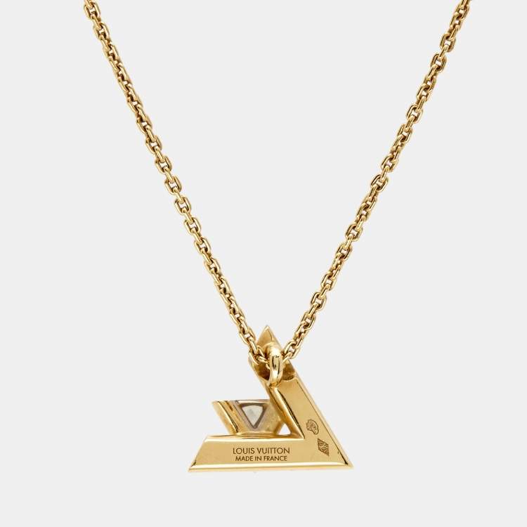 Pre Owned Louis Vuitton LV Volt Diamond 18k Yellow Gold Small Model Necklace
